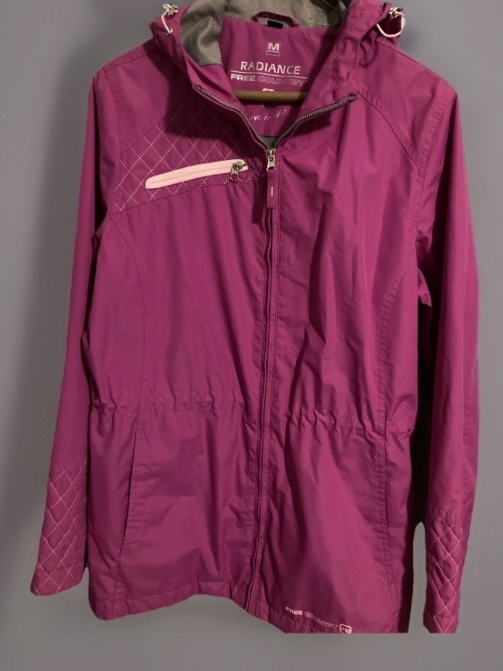 Free Country Radiance Weatherproof Fuchsia Pink Lightweight Hooded Jacket Sz M